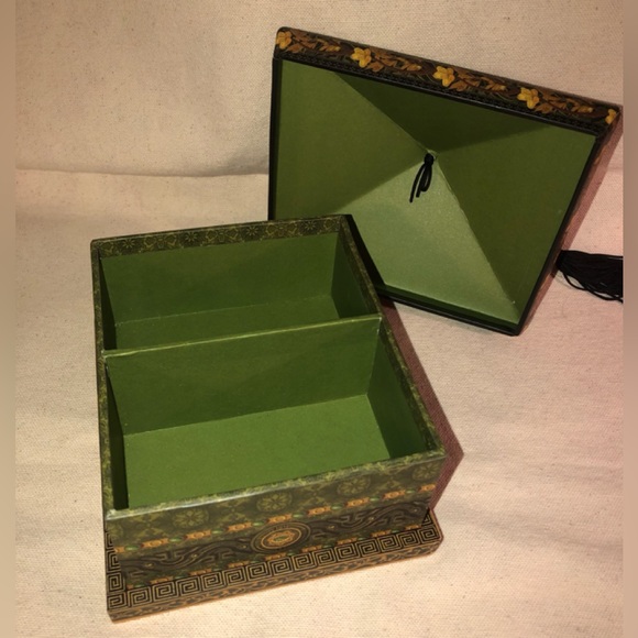 Punch Studios Art Deco Paper Domed Vanity Box w/ Top Tassel - Picture 8 of 16